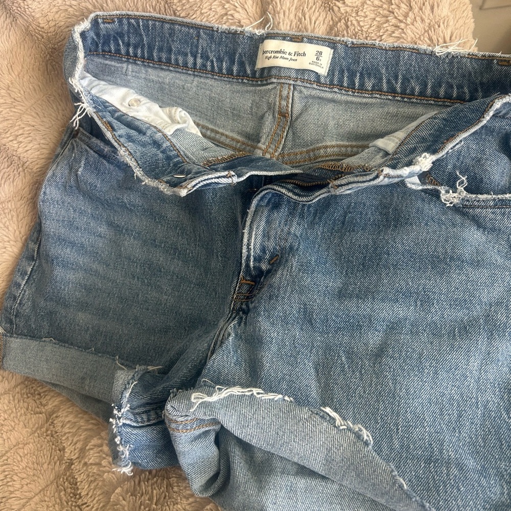 Abercrombie & Fitch Women's Distressed Blue Denim Shorts